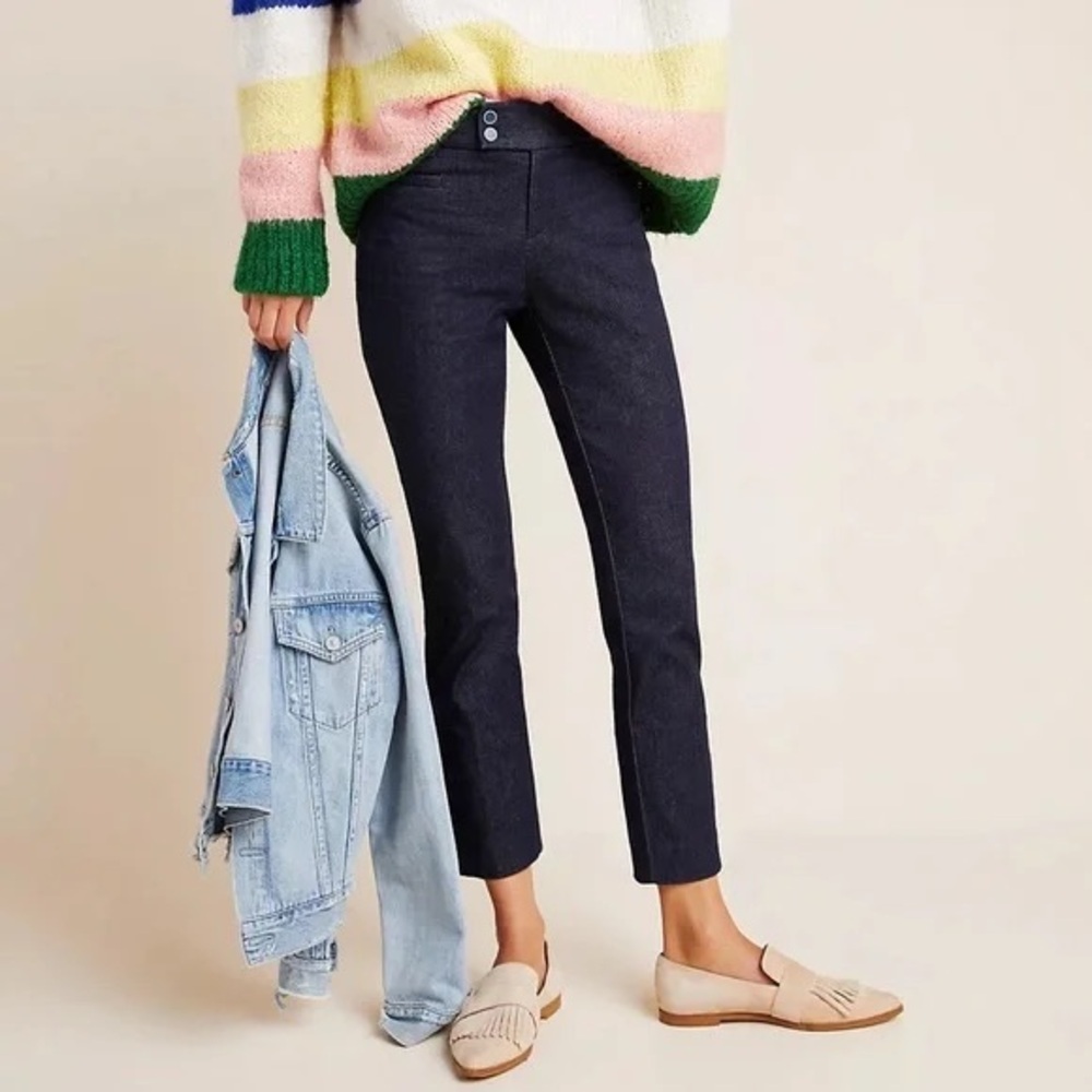 Anthropologie The Essential Slim Denim Trousers Navy Blue Size 6